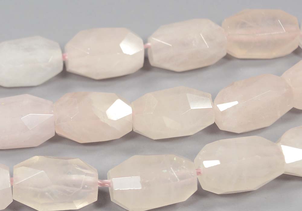 Бусины из розового кварца, бочонок с огранкой 14-9 мм - натуральный камень