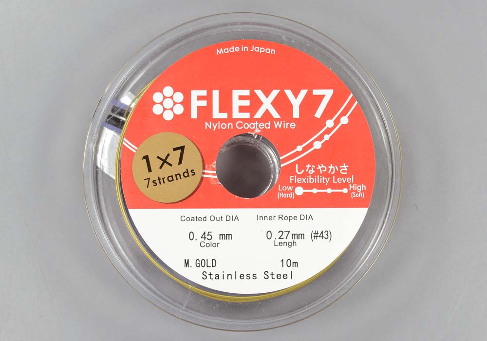 Ювелирный тросик 0,45 мм Flexy 7, 10 метров, золотой - фото товара