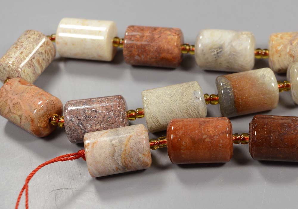 Бусины из коралла, цилиндр 17-12 мм - где купить