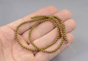 Бусины из гематита, шар золотой 3 мм - вид сбоку