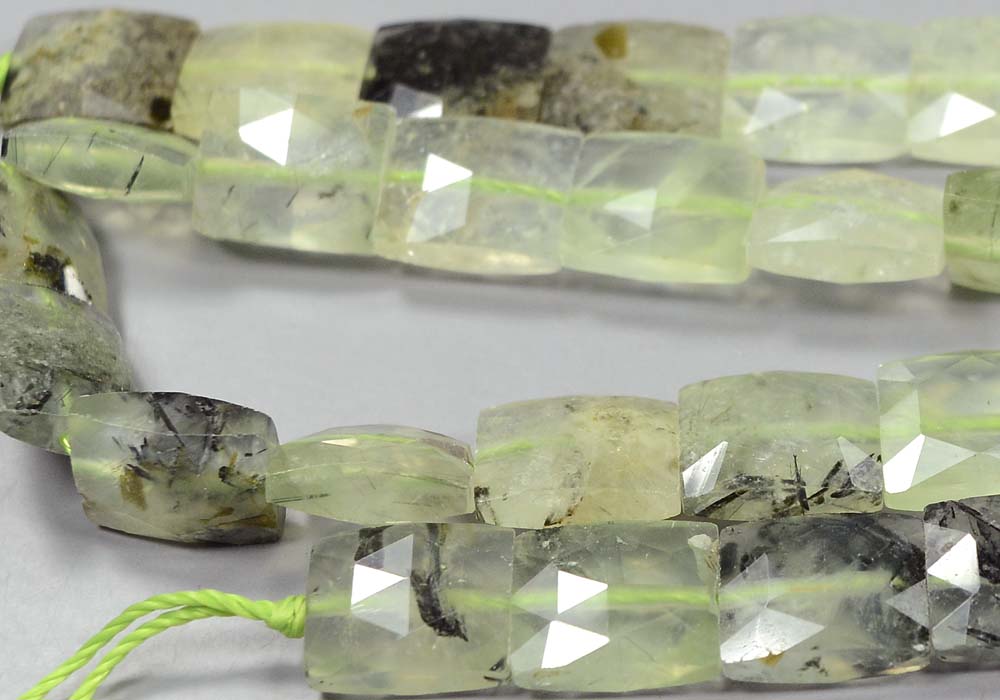 Бусины из пренита, прямоугольник с огранкой 10-8 мм  - натуральный камень