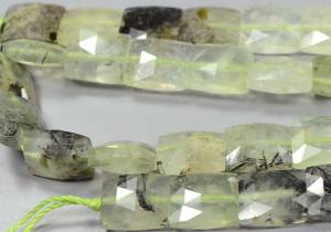 Бусины из пренита, прямоугольник с огранкой 10-8 мм  - натуральный камень