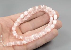 Бусины из селенита, бочонок розовый 9-6,5 мм - натуральный камень