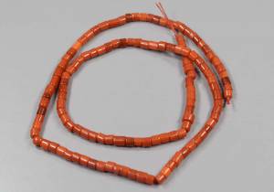 Бусины из красного коралла, цилиндр 4-3 мм