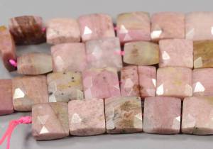 Бусины из родонита, квадрат с огранкой 8 мм - натуральный камень