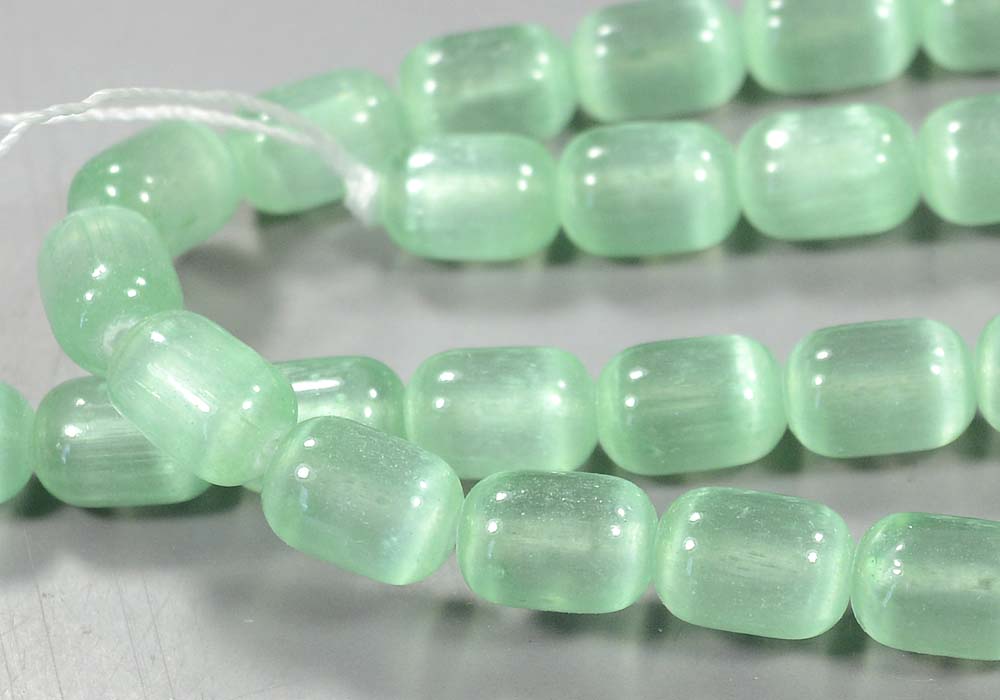 Бусины из селенита, бочонок зеленый 9-6,5 мм - натуральный камень