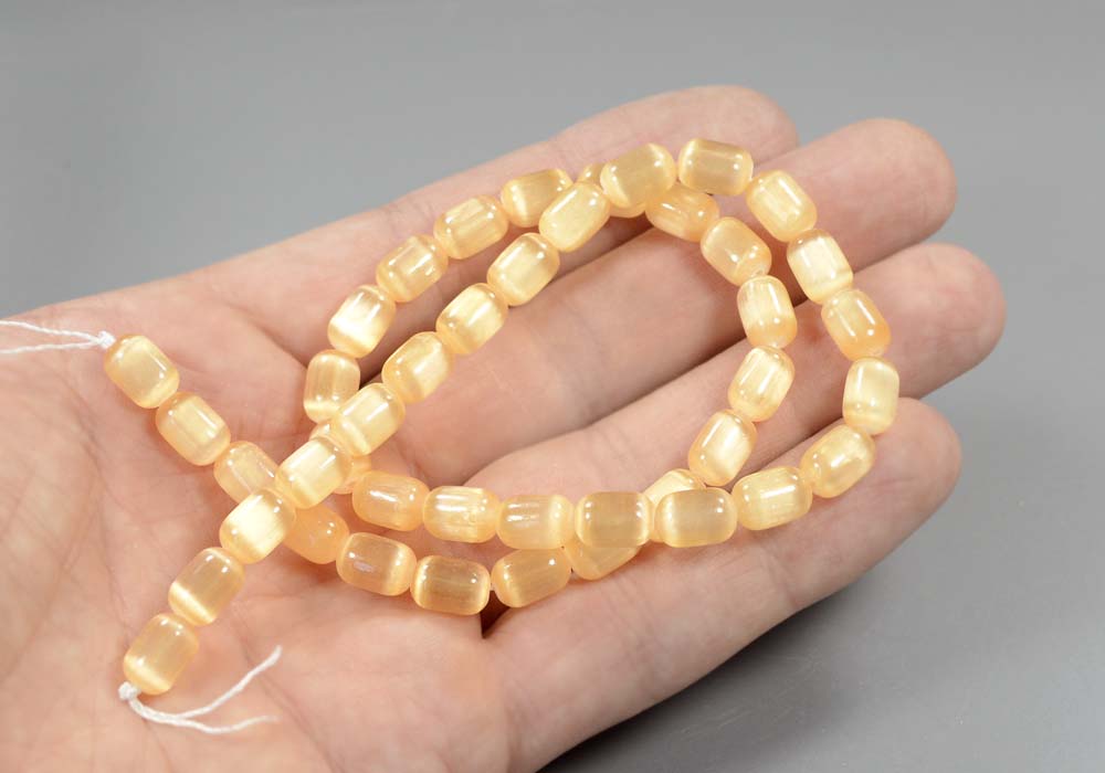 Бусины из селенита, бочонок оранжевый 9-6,5 мм - вид сбоку