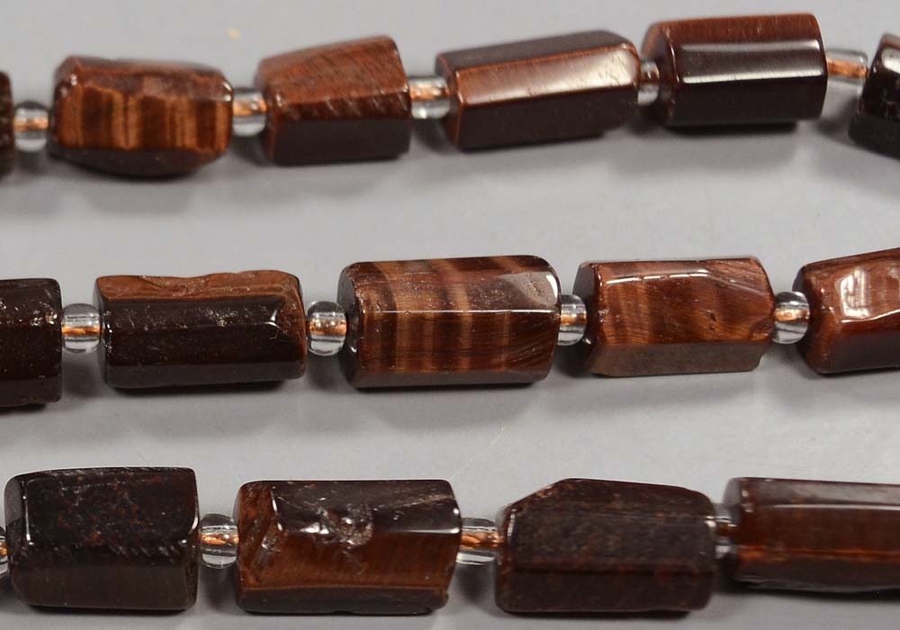 Бусины из бычьего глаза, цилиндр 12-8 мм - натуральный камень