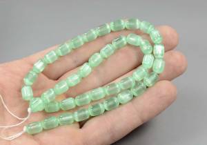 Бусины из селенита, бочонок зеленый 9-6,5 мм - вид сбоку