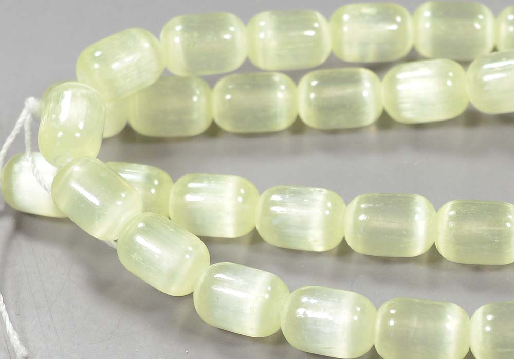 Бусины из селенита, бочонок салатовый 9-6,5 мм - натуральный камень